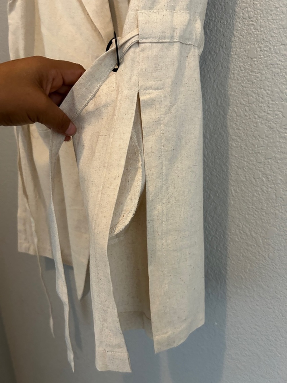 Sleeveless Cream Linen-Blend Vest Jacket size M 20 linen 80 cotton - Picture 6 of 9